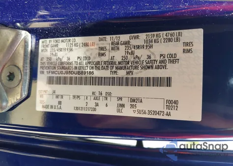 2013 Ford Escape Titanium из США, поврежденный, VIN 1FMCU0J95DUB89186